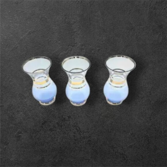 Vintage Bohemia Decanter Set with 6 Glasses Frosted Blue with Gold Gilt Trim - Picture 4 of 14